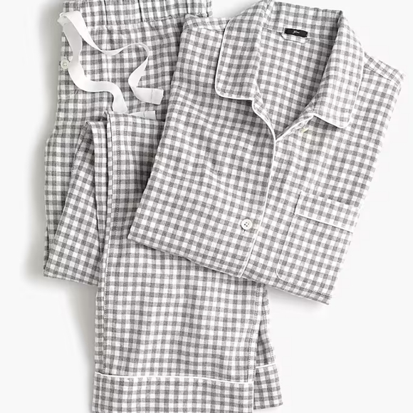J. Crew Other - J Crew Vintage Flannel Gingham Pajama Set Womens Size 2X Gray and White